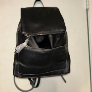 Zara Basic Collection faux black leather backpack